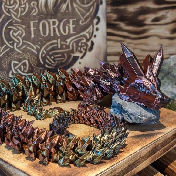 Crystal Dragon Flexible Articulated Fidget Toy 3D Printed - Picture 6 of 13